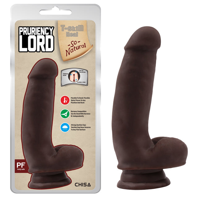 Dildo T-Skin Real Pruriency Lord - 17 cm - Dark - Cake Sex Shop