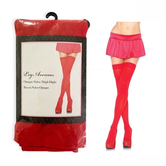 Medias Opaque Thigh Highs - One Size - Red - Cake Sex Shop