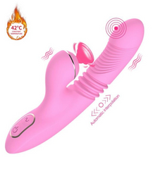 Vibrador con Movimiento de empuje y Succionador de Clítoris Cake Sex Massager