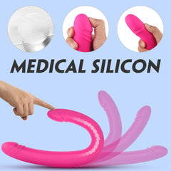 Dildo Doble con vibracion y empuje de silicon