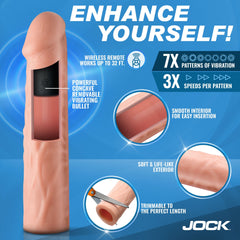 Funda Jock Enhancer Vibrating Silicone Penis Extension Sleeve with Remote Control