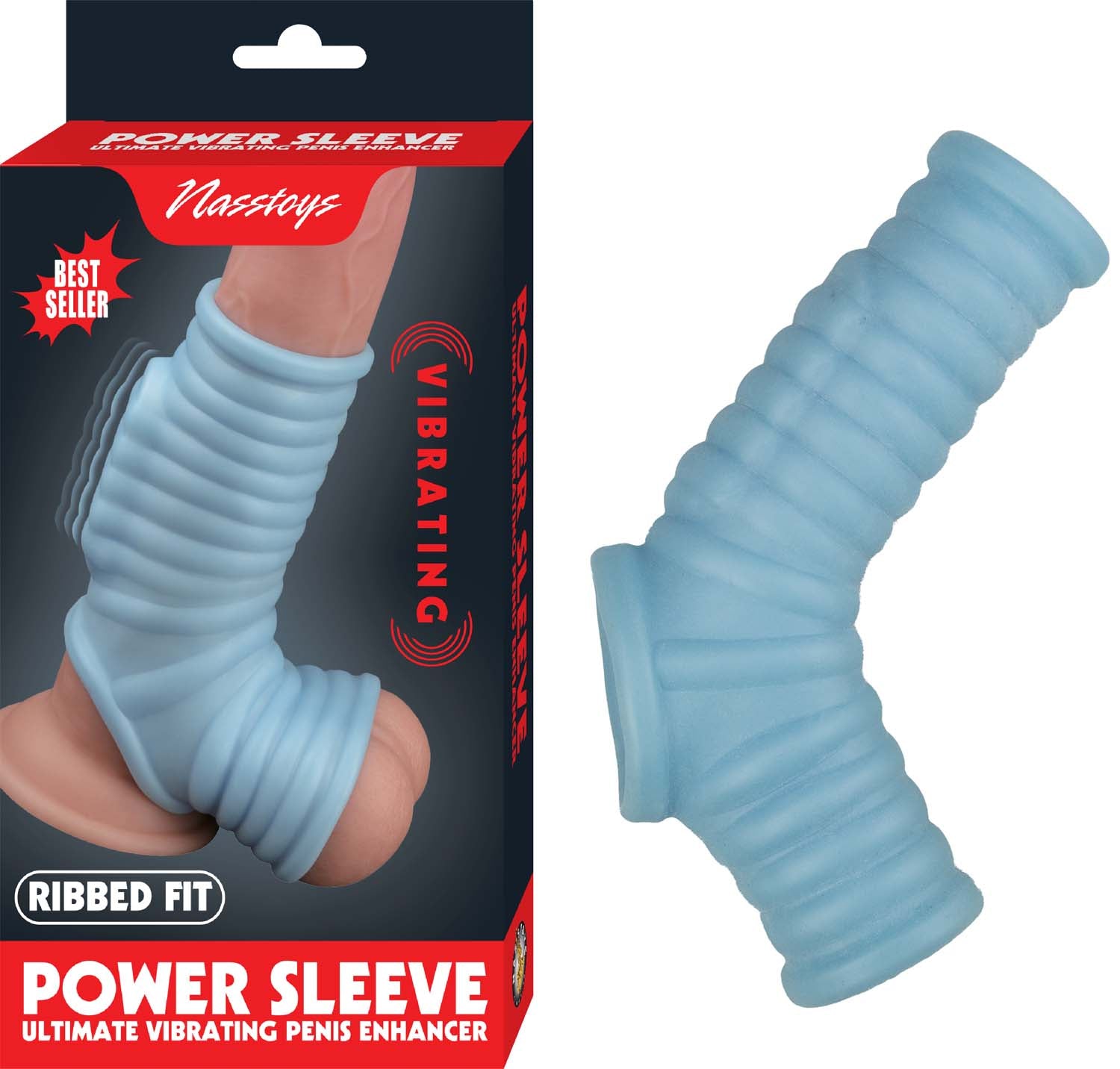 Funda Vibrating Power Sleeve Ribbed - Blue - Cake Sex Shop
