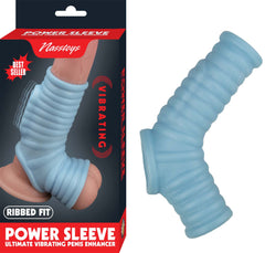 Funda Vibrating Power Sleeve Ribbed - Blue - Cake Sex Shop