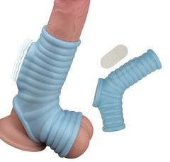 Funda Vibrating Power Sleeve Ribbed - Blue - Cake Sex Shop 2 3