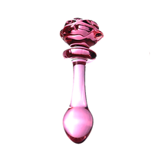 Dildo Pink Glass Flower Plug - 14 cm - Cake Sex Shop
