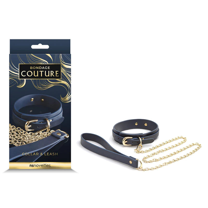 Collar Bondage Couture Collar & Leash Blue - Cake Sex Shop