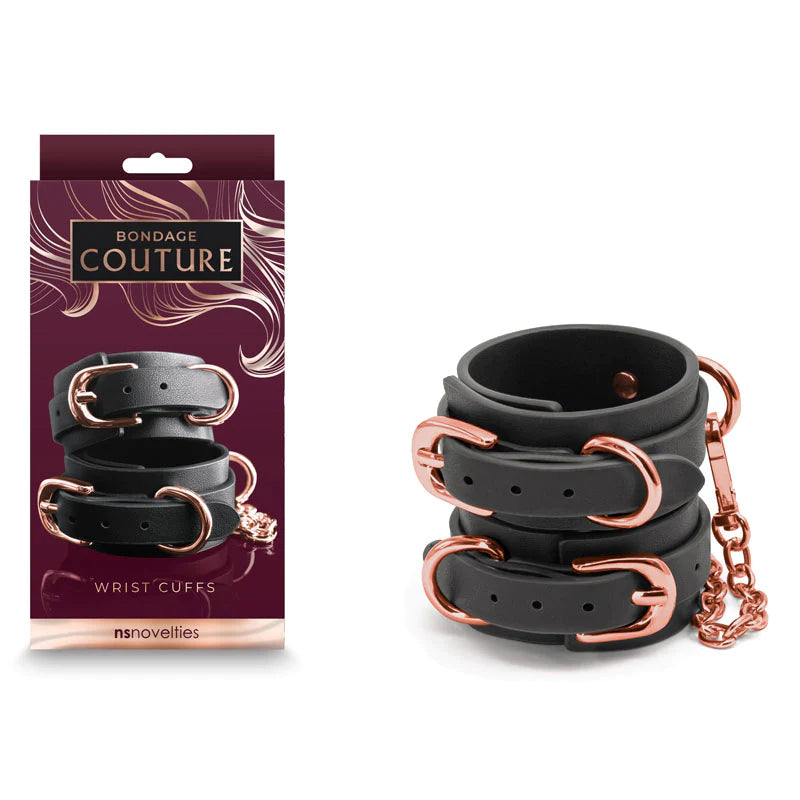 Esposas Bondage Couture Wrist Cuffs Black - Cake Sex Shop