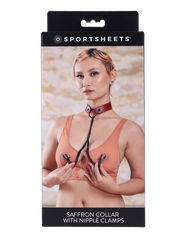 Pezonera Saffron Collar with Nipple Clamps - Cake Sex Shop