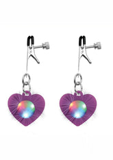 Pinzas Pezones Light Up Purple Heart Nipple Clamps