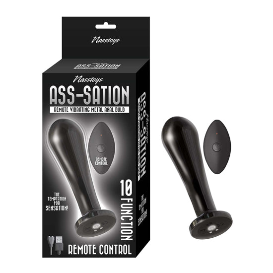 Plug Anal Ass-station Remote Vibrating Metal Anal Bulb - Black - Cake Sex Shop