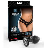 Plug Hookup Panties Crotchless Secret Gem - Black