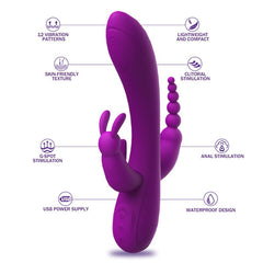 Vibrador Triple Deamon Rabbit - Cake Sex Shop 2 3 4