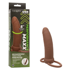 Dildo Performance Performance Maxx™ Thick Dual Penetrator Rechargeable - 13 cm- Brown - Cake Sex Shop