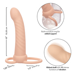 Dildo Performance Performance Maxx™ Rechargeable Ribbed Dual Penetrator - 15 cm- Ivory - Cake Sex Shop 2 3
