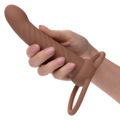 Dildo Performance Performance Maxx™ Rechargeable Ribbed Dual Penetrator - 15 cm- Brown - Cake Sex Shop 2