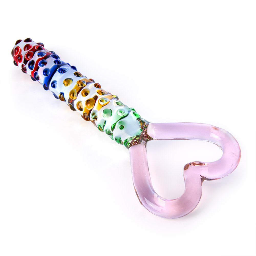 Dildo Colofull Glass Heart - 20 cm - Cake Sex Shop