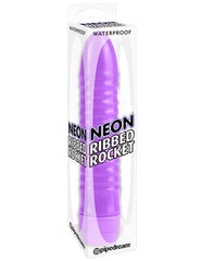 Vibrador Neon Ribbed Rocket - Purple - Cake Sex Shop