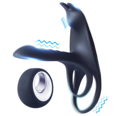 Anillo Blue Fox Vibrating Girth Enhancer Penis Sleeve - Cake Sex Shop 2 3 4