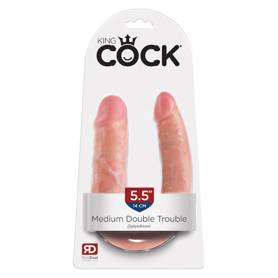 Dildo Doble King Cock Medium Double Trouble 5.5" - Light - Cake Sex Shop