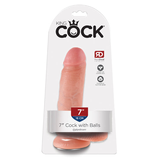 Dildo King Cock 7″ Cock with Balls – Light - Cake Sex Shop