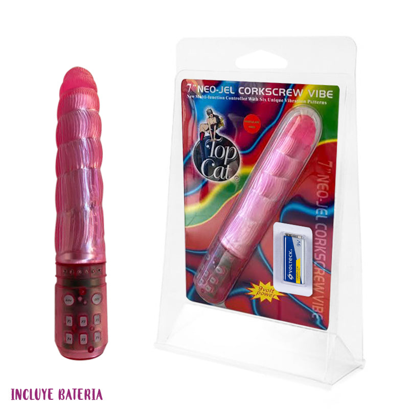 Vibrador 7 Corkscrew Neo Jel Vibe Pink - Cake Sex Shop