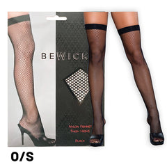 Medias Bewicked Nylon Fishnet Thigh Highs-Black O/S - Cake Sex Shop