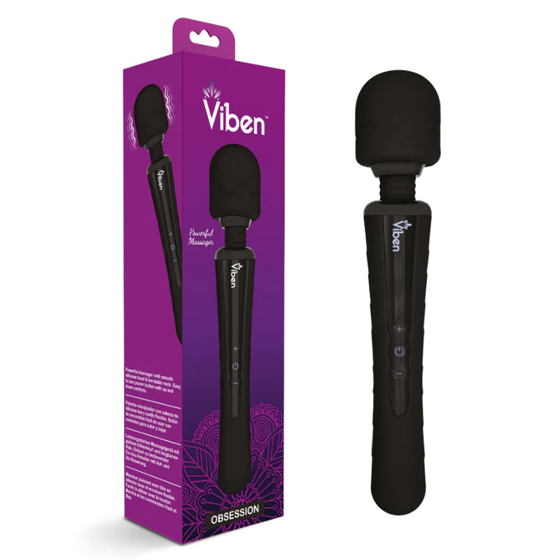 Masajeador Obsession – Intense Wand Massager – Black - Cake Sex Shop