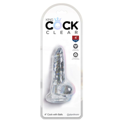 Dildo King Cock Clear 4″ Cock With Balls - Cake Sex Shop