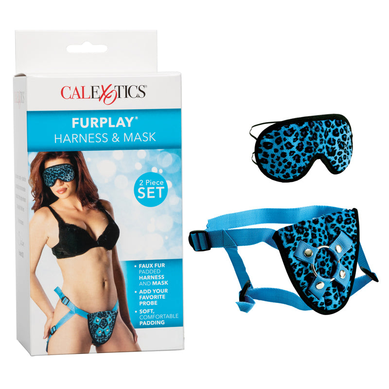 Set Furplay Harness & Mask Leopard Blue - Cake Sex Shop