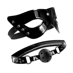 Set Fetish Fantasy Series Limited Edition Masquerade Mask & Ball Gag - Black - Cake Sex Shop