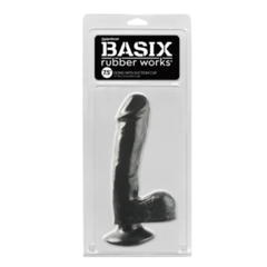 Dildo Basix Rubber Works 7.5" Dong With Suction Cup - Black - Cake Sex Shop