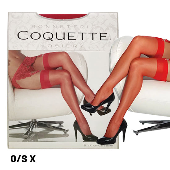 Medias Coquette Thigh High Sheer Stockings-Red O/S X - Cake Sex Shop