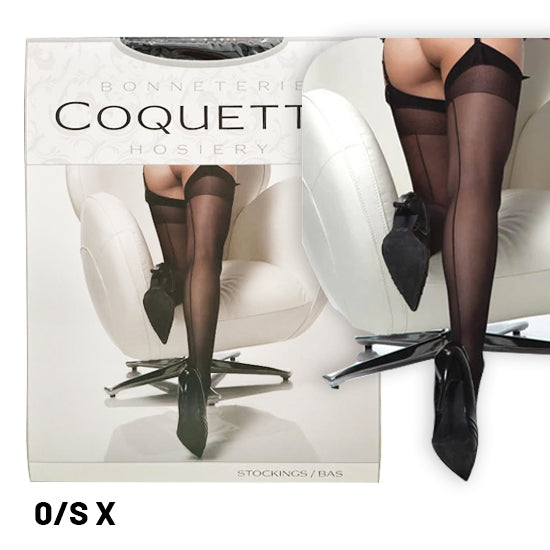 Medias Coquette Thigh High Sheer Back Seam Stockings-Black O/S X - Cake Sex Shop