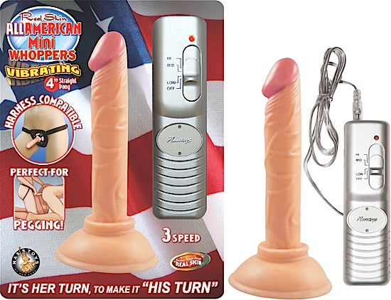 Dildo All American Mini Whoppers Vibrating 4'' Straight Dong Flesh - Cake Sex Shop
