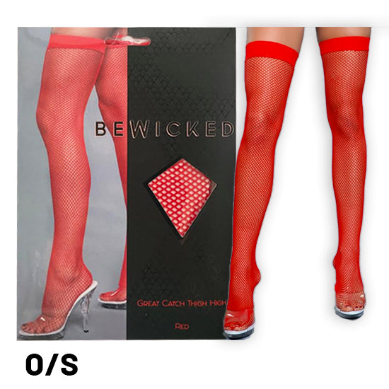Medias Bewicked Great Catch Thigh Highs-Red O/S - Cake Sex Shop