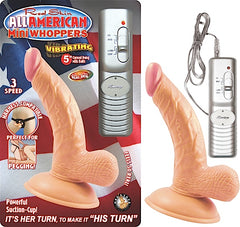 Dildo All American Mini Whoppers Vibrating 5'' Curved Dong W/ Balls Flesh - Cake Sex Shop