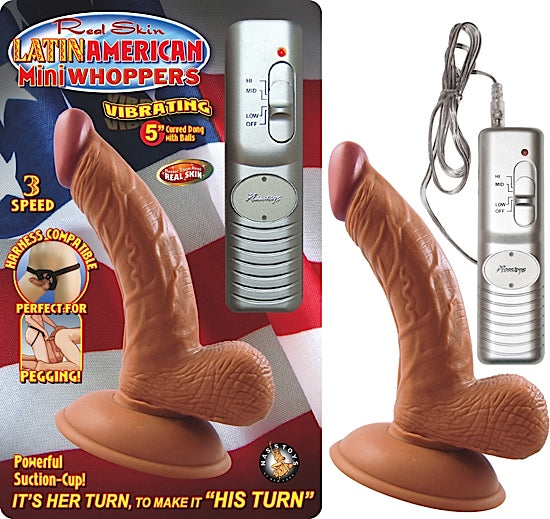 Dildo Latin American Mini Whoppers Vibrating 5'' Curved Dong W/ Balls Latin - Cake Sex Shop