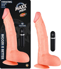 Dildo Maxx Men Vibrating 11" Curved - Flesh - Cake Sex Shop