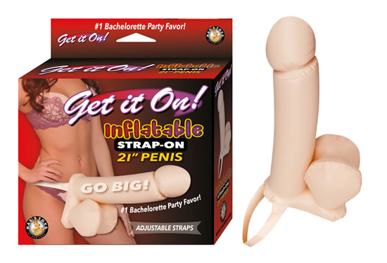 Pene Inflable Get It On! Inflatable Strap-On 21" Penis Flesh - Cake Sex Shop