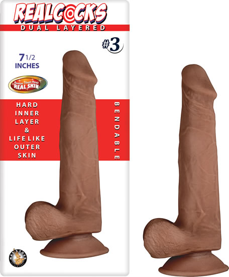 Dildo Realcocks Dual Layered #3 Brown 7.5" - Cake Sex Shop