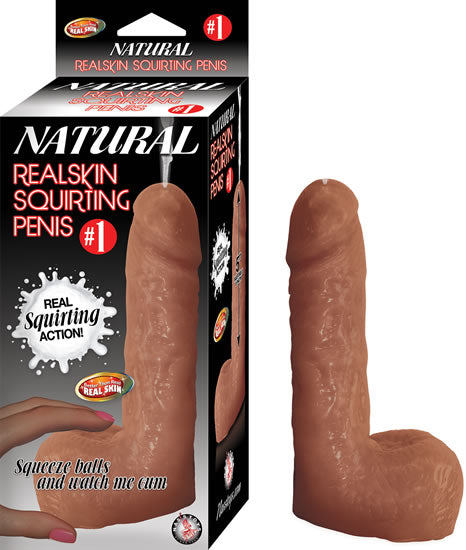 Dildo Natural Realskin Squirting Penis #1 Brown 5" - Cake Sex Shop