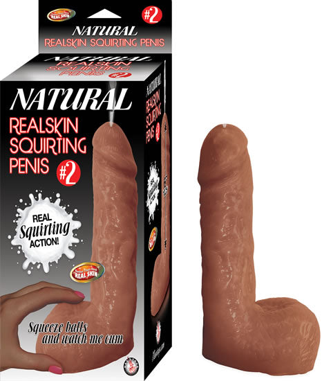 Dildo Natural Realskin Squirting Penis #2 Brown 5.5" - Cake Sex Shop