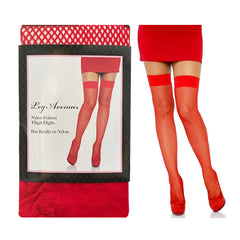 Medias Fishnet Thigh High - One Size - Red - Cake Sex Shop