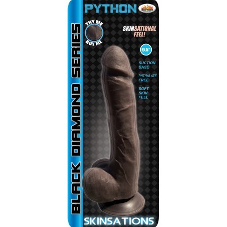 Dildo Skinsations Python - 9.5" Suction Cup Dildo Black - Cake Sex Shop