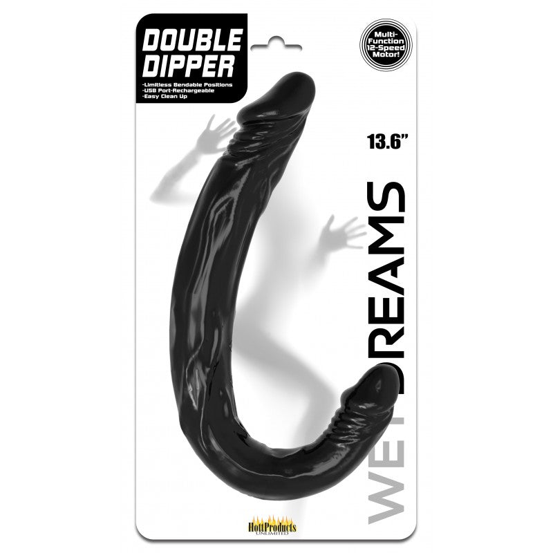 Dildo Double Dipper Vibraflex Black 13.6'' Dildo 12 Functions - Cake Sex Shop