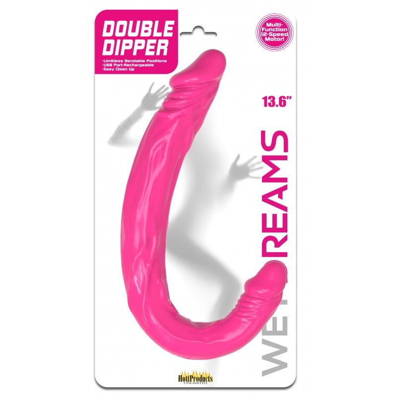 Dildo Double Dipper Vibraflex Pink 13.6'' Dildo 12 Functions - Cake Sex Shop