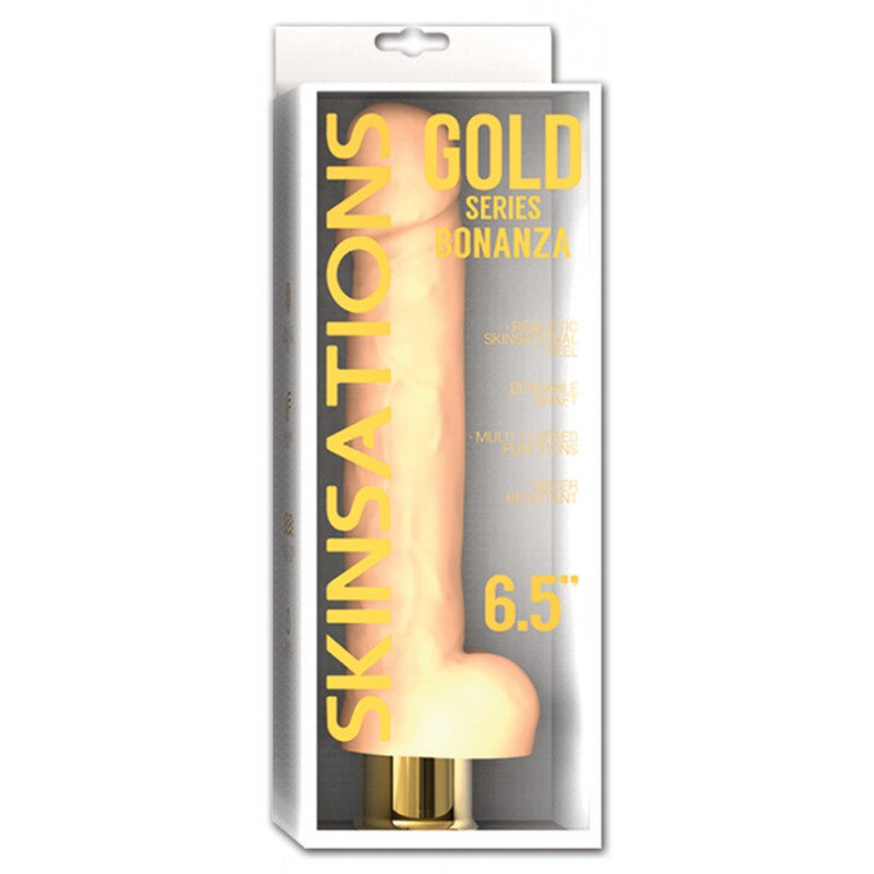 Dildo Skinsations Gold Series Bonanza 6.5'' Vibrating Dildo Multifunctions - Cake Sex Shop