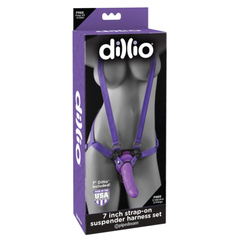 Dildo Dillio Strap-On Suspender Harness Set 7'' purple - Cake Sex Shop