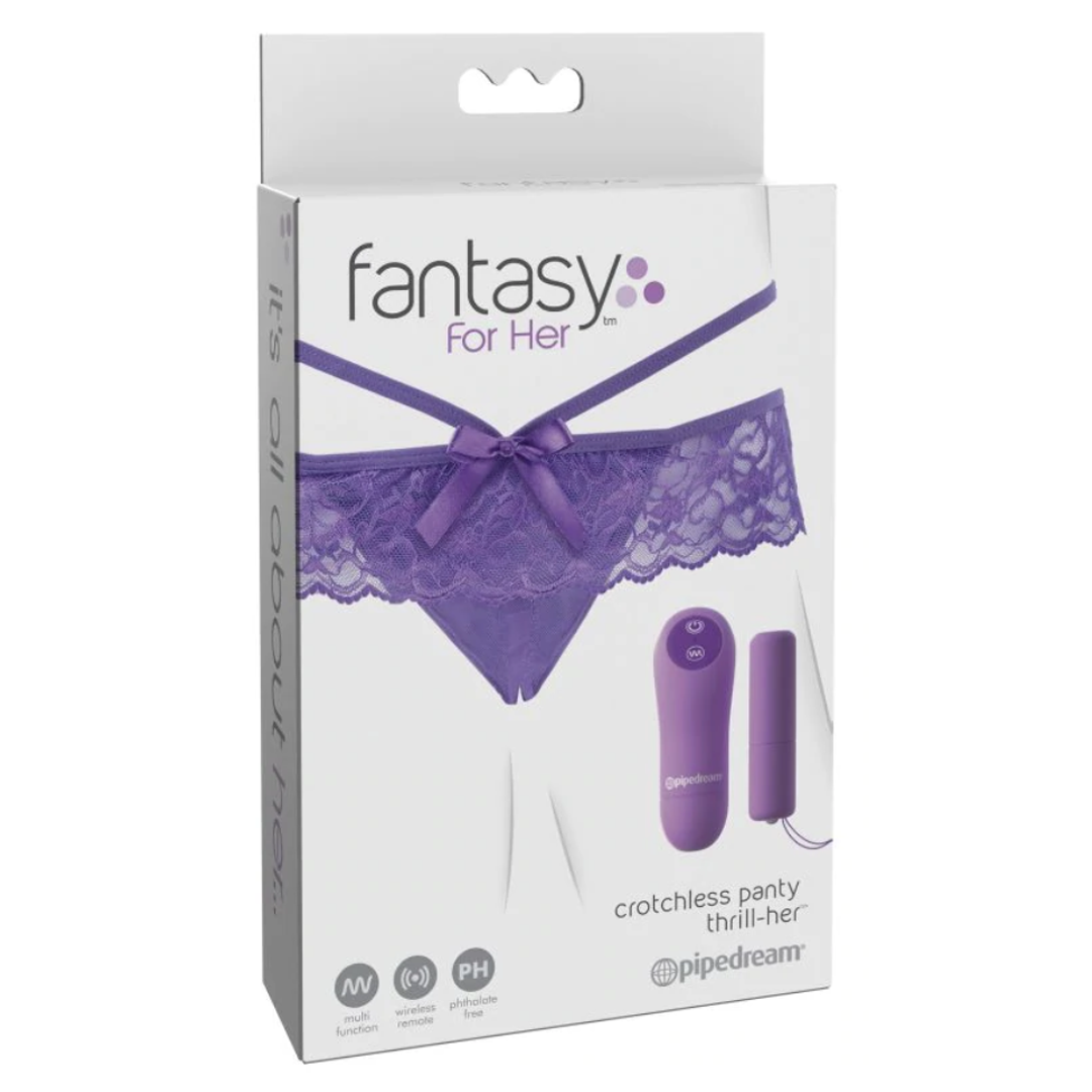Vibrador Fantasy For Her Crotchless Panty Thrill-Her-Purple - Cake Sex Shop