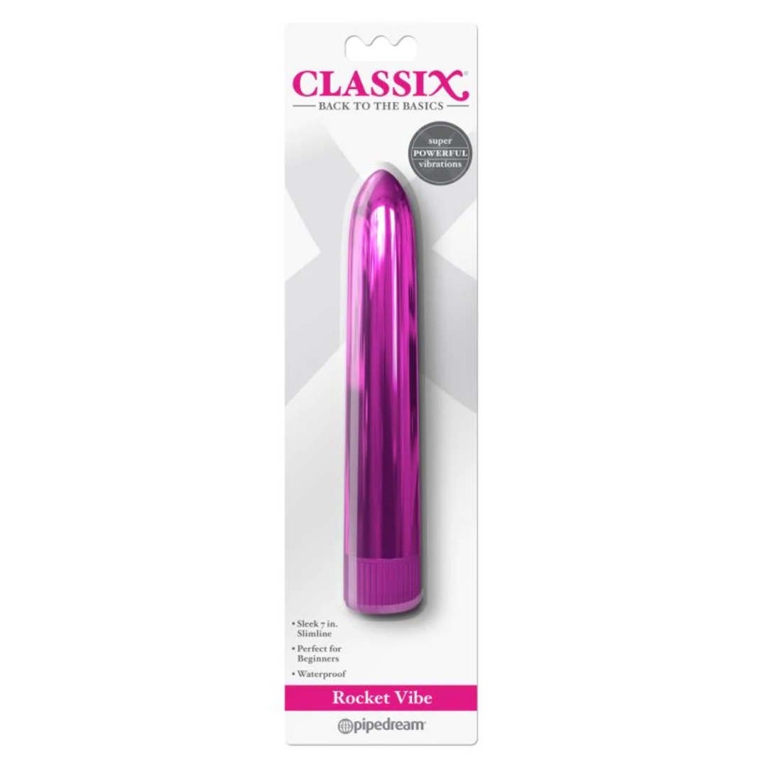 Vibrador Classix Rocket Vibe 7'' Metallic Vibe Pink - Cake Sex Shop